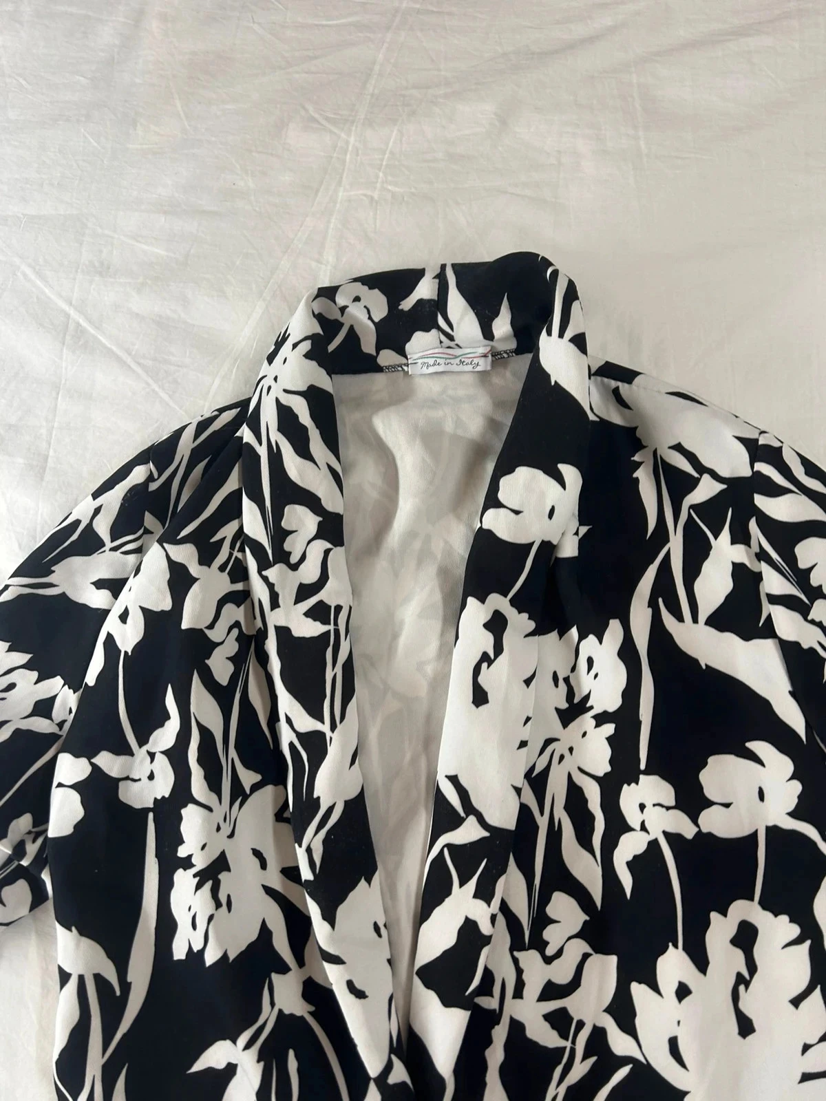 Vintage made in Italy black and white patterned viscose shirt jacket – photo 5